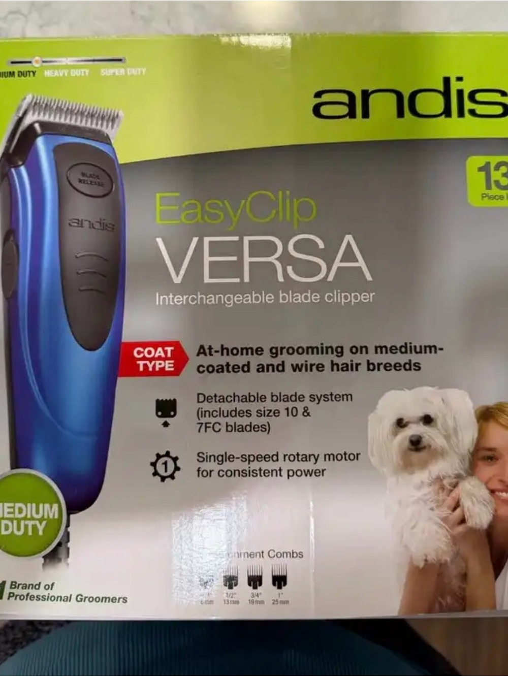 Andis EasyClip Versa Interchangeable Blade Clipper - Blue